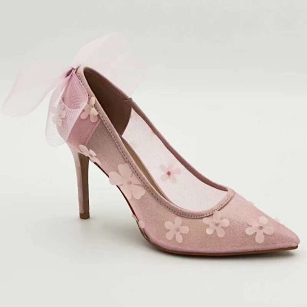 Dusky Pink Patterned Flower Pumps