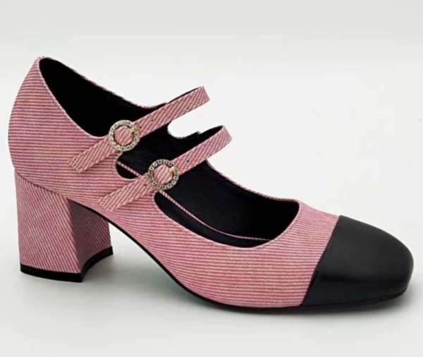 Pink & Black Chunky Heel